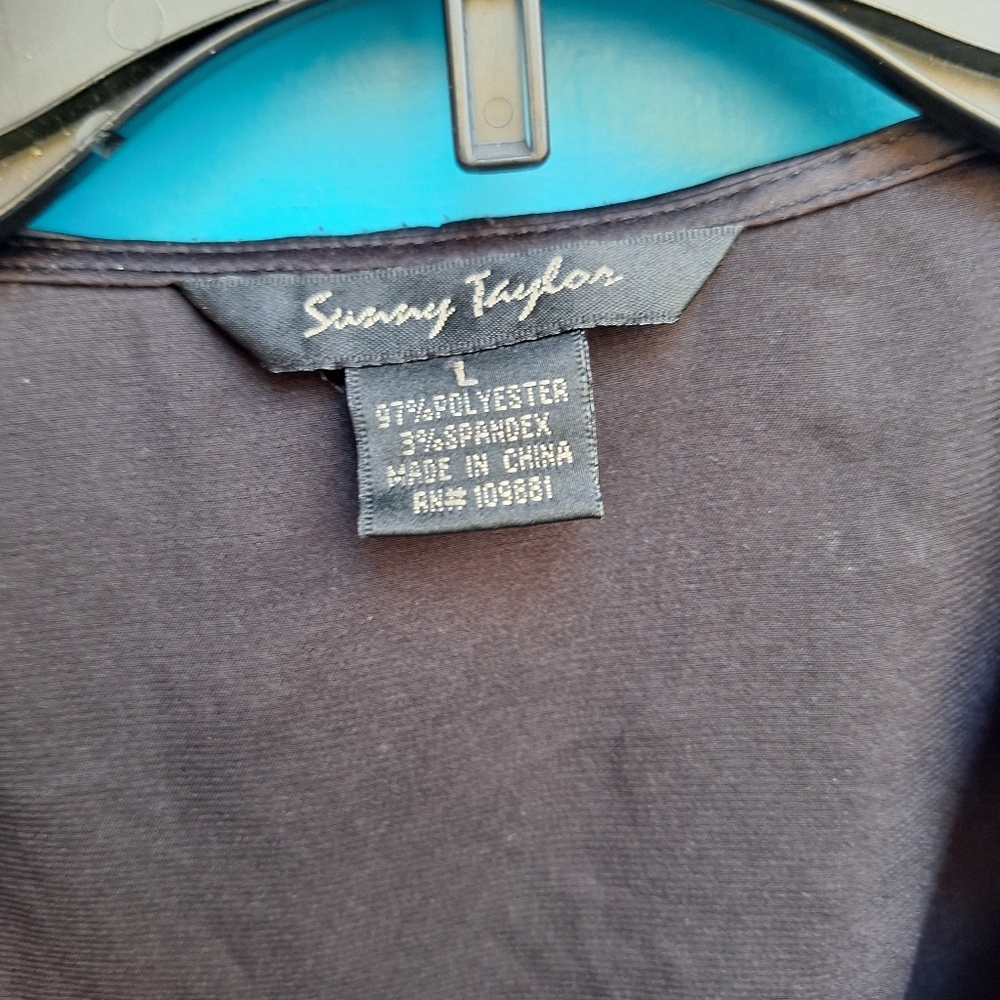 Wrap-Around Top Vintage Black Satin Ruffle Puff Sleeve Blouse - Picture 14 of 16